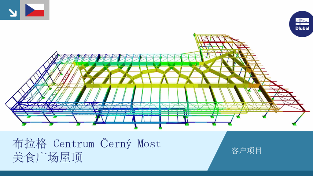 布拉格 Černý Most 购物中心的美食广场的现代屋顶结构，创新地利用钢材和玻璃。