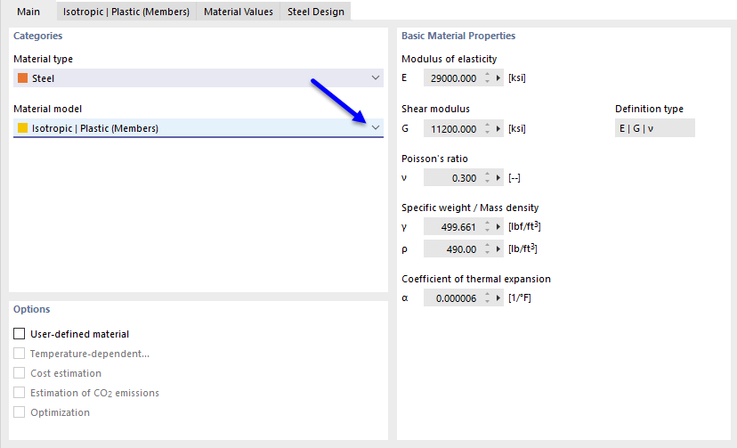 激活非线性材料模型