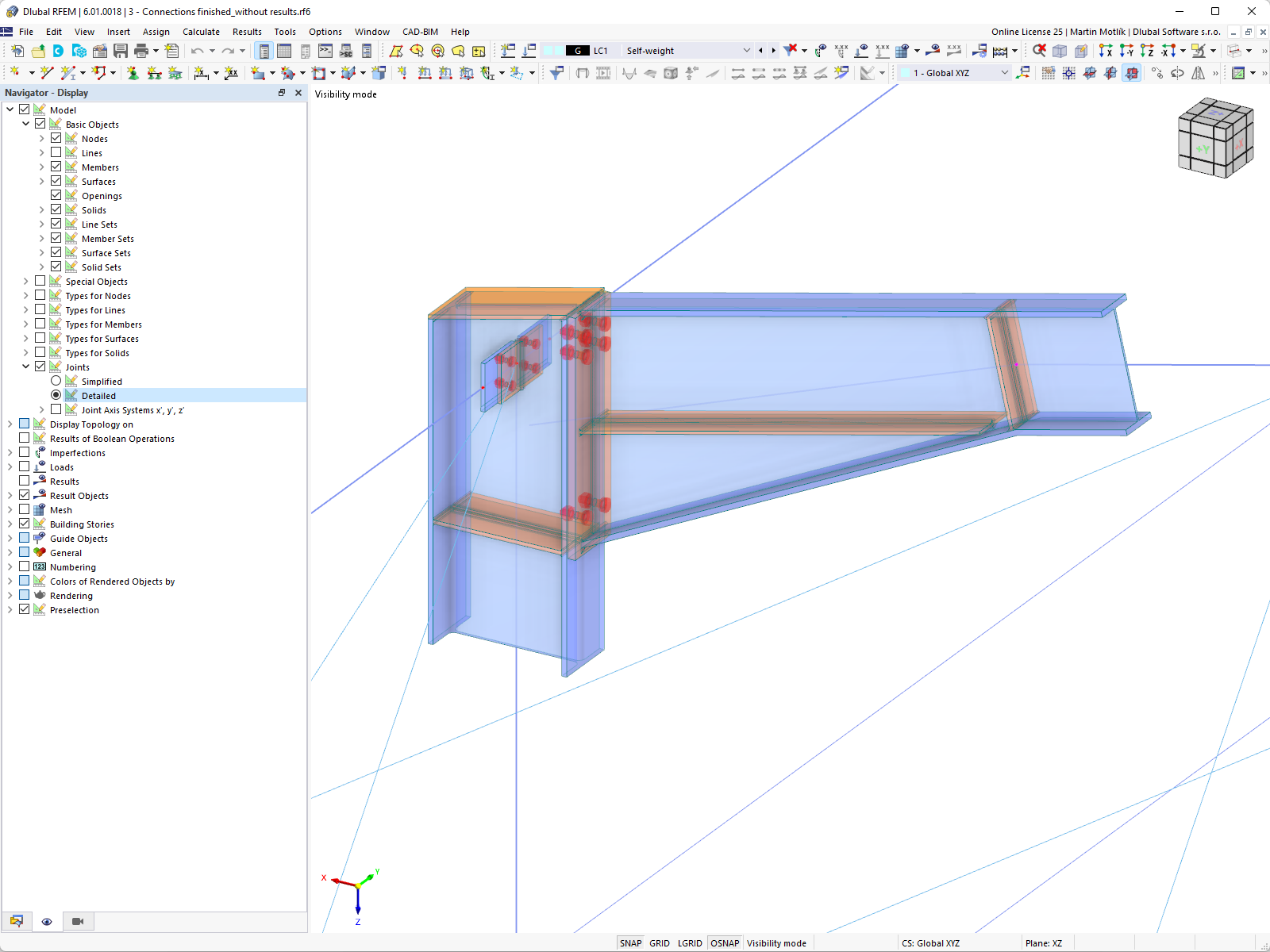 在线框模型上详细显示钢结构节点 | RFEM 6 钢结构节点模块