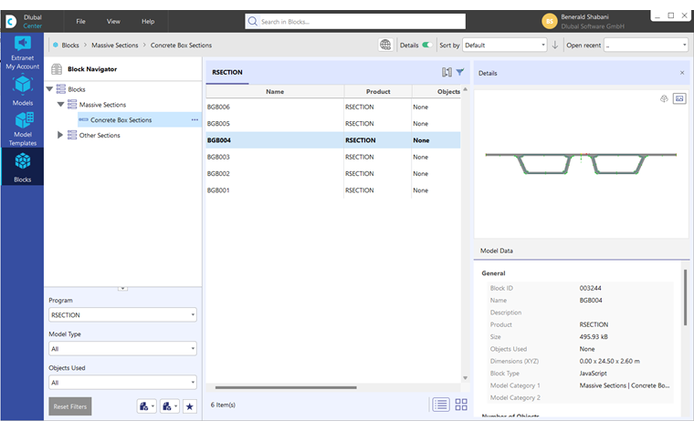Dlubal 中心中的“块”