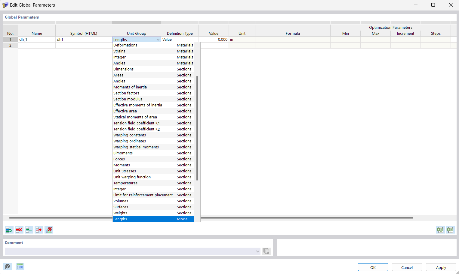 “编辑全局参数”对话框