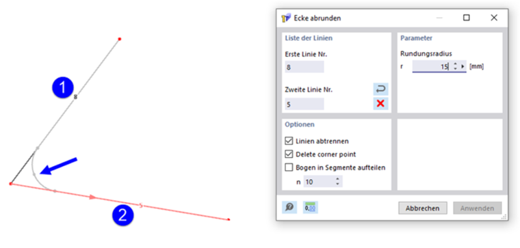 “圆角”对话框