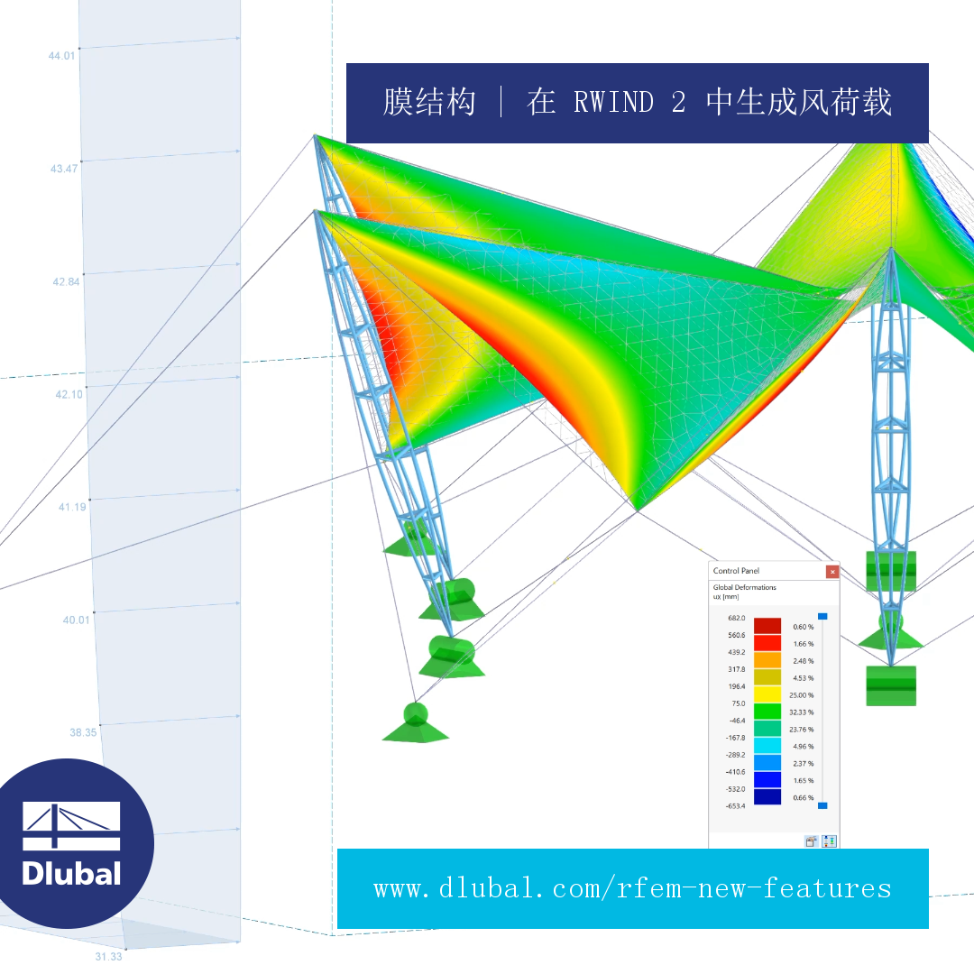 膜结构 | 在 RWIND 2 中生成风荷载