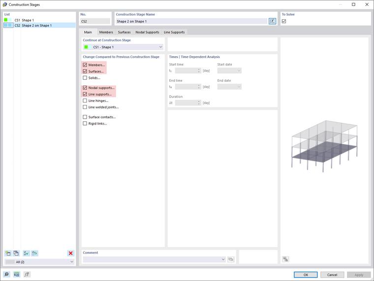施工阶段“形状 1 上的形状 2”