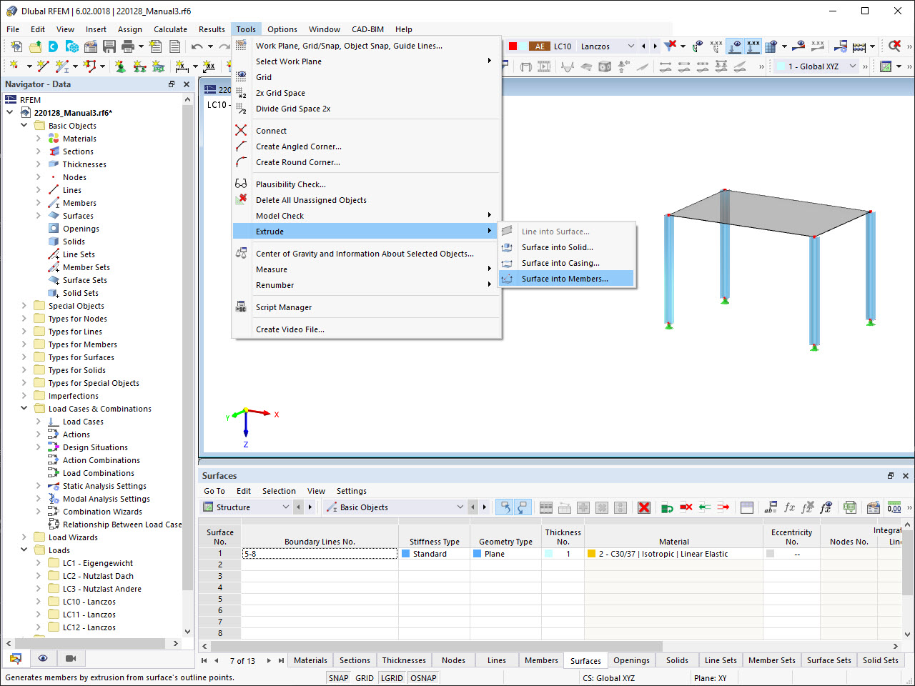 功能部件 002471 | 面拉伸成杆件