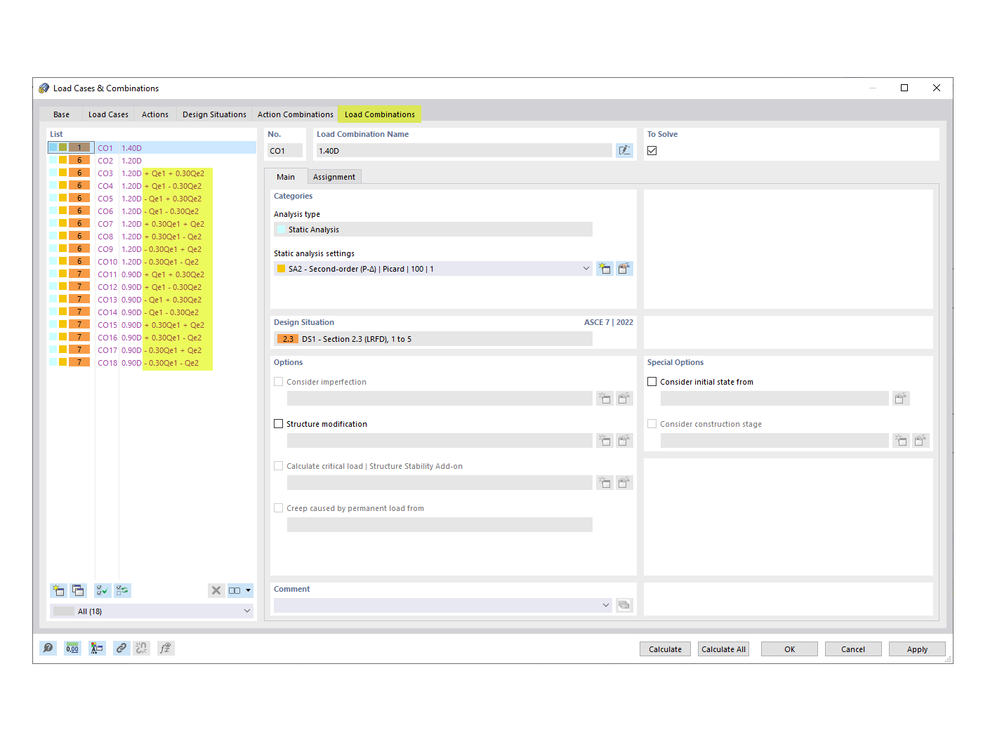 常见问题 005299 | 如何在静态分析中将ASCE 7正交方向组合程序（100% + 30%规则）应用于我的地震荷载？
