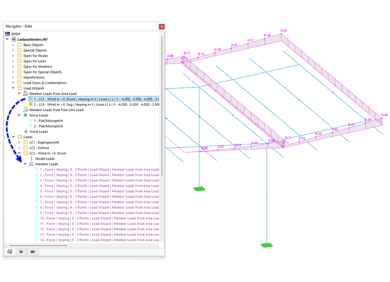 荷载向导和生成的杆件荷载