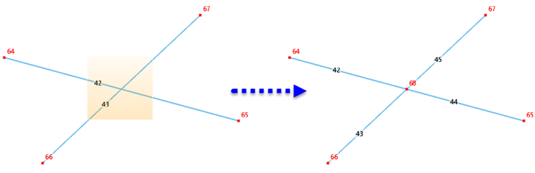 手动连接杆件： 原始（左）和带结果的复制（右）
