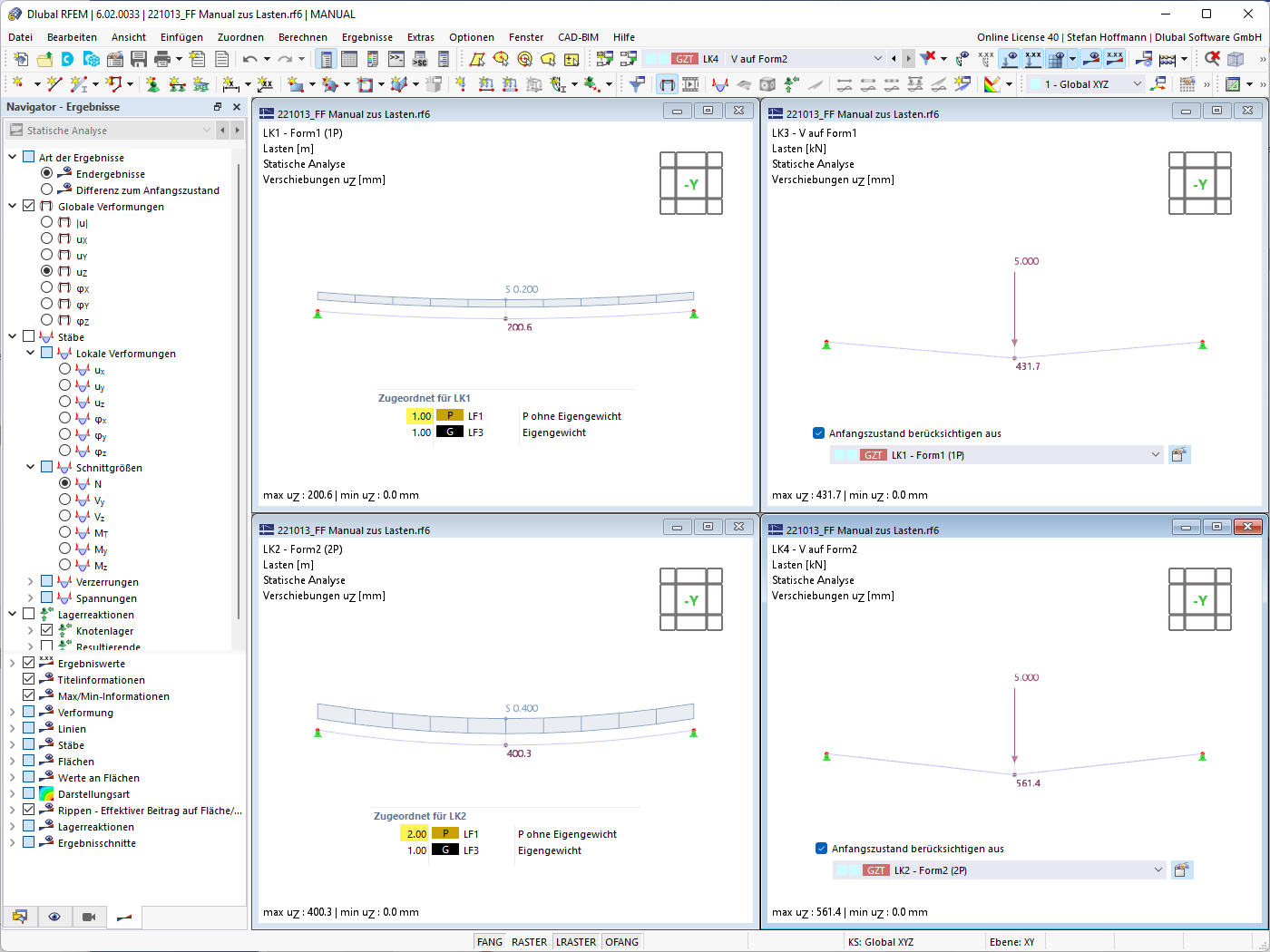 不同荷载组合的形状