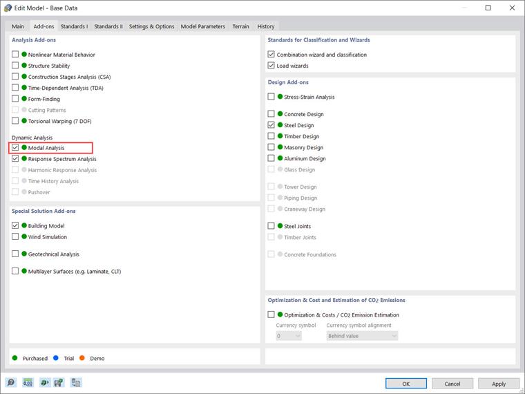 基本数据中的“模态分析”模块