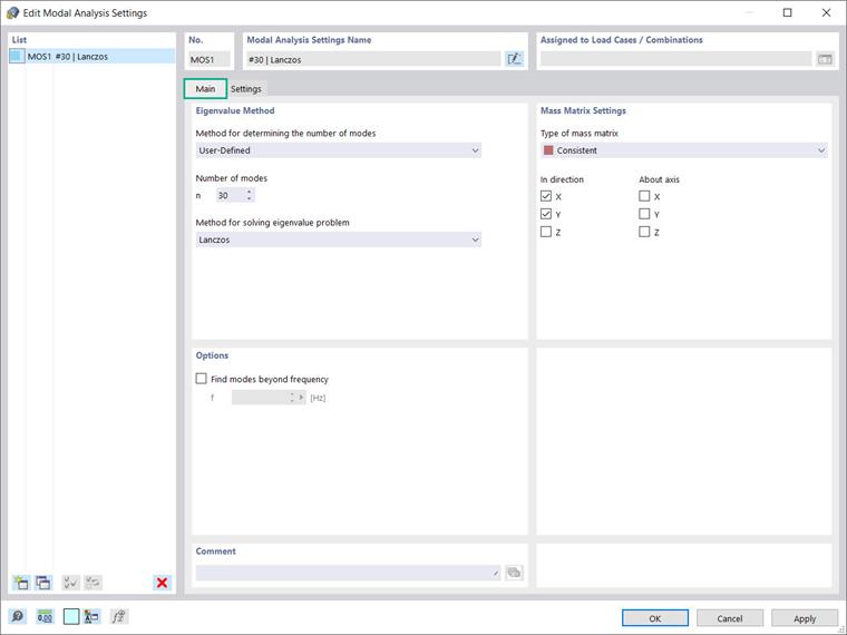 模态分析设置：基本