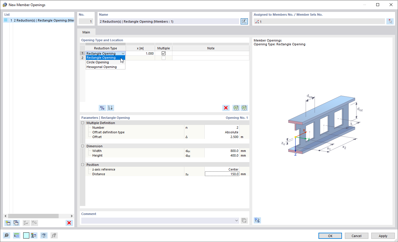 新建杆件洞口对话框
