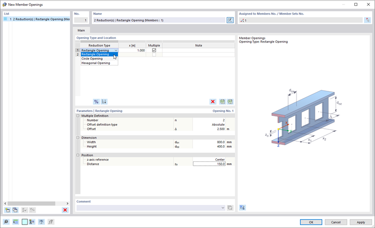 新建杆件洞口对话框