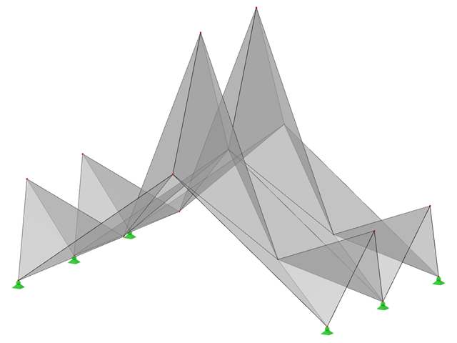 模型 ID 547 | 034-FPL123 | 棱柱形折叠结构系统。 由折叠面组成的线性结构系统。 两铰 A 形框架： 脊谷折叠