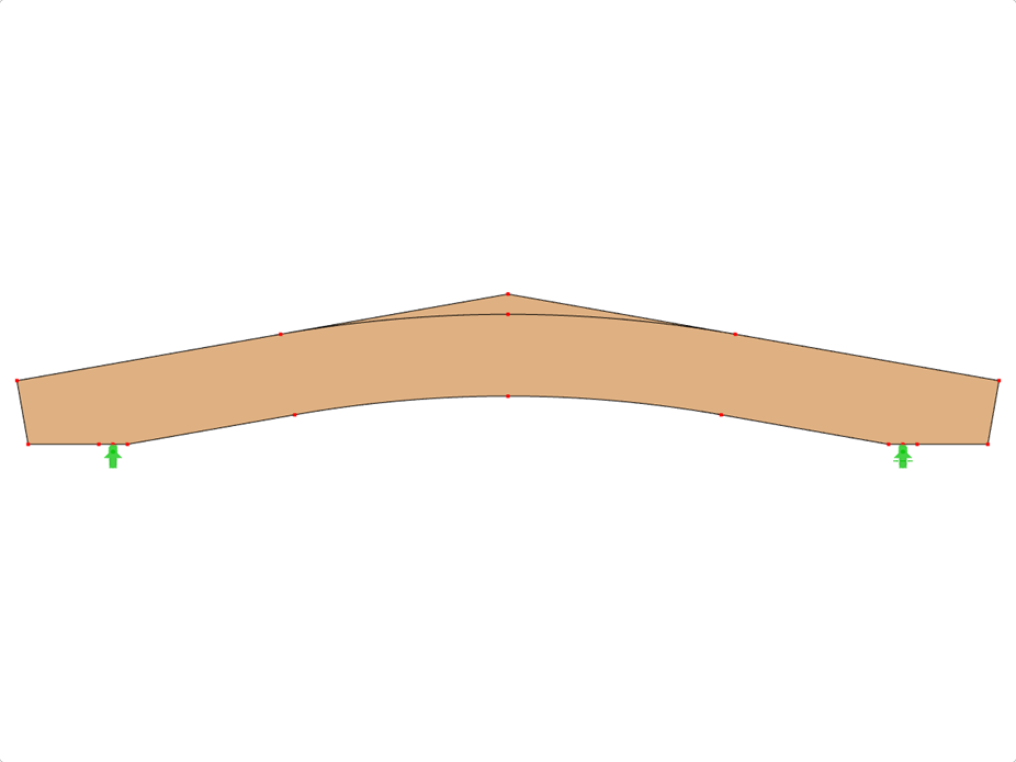 模型 ID 587 | GLB0512 | 层板胶合木梁 | 斜面弧形 | 恒定高度 | 对称 | 水平悬臂 | 有松散屋脊楔形
