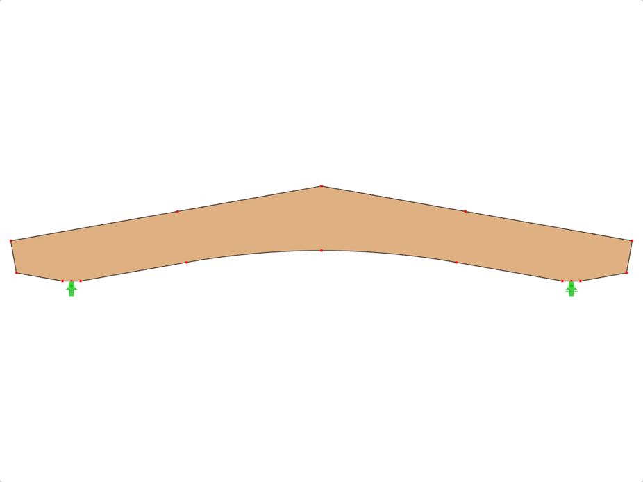 模型 ID 590 | GLB0504 | 层板胶合木梁 | 斜面弧形 | 恒定高度 | 对称 | 变截面悬臂梁 | 没有松散屋脊楔块