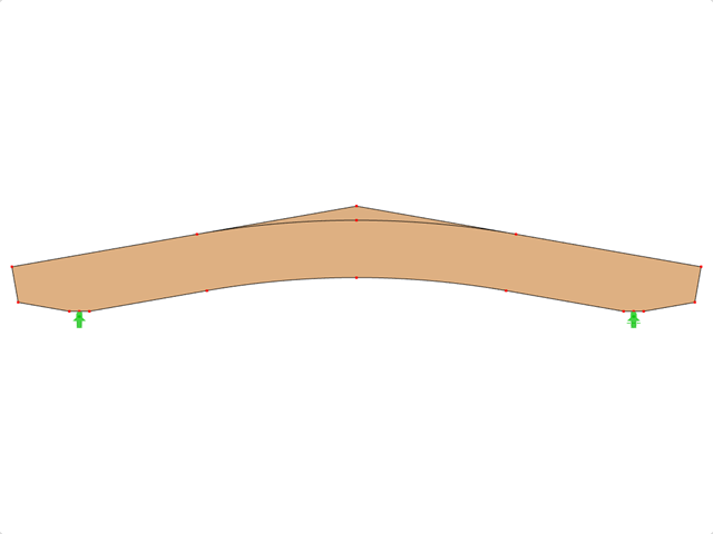 模型 ID 591 | GLB0514 | 层板胶合木梁 | 斜面弧形 | 恒定高度 | 对称 | 变截面悬臂梁 | 有松散屋脊楔形