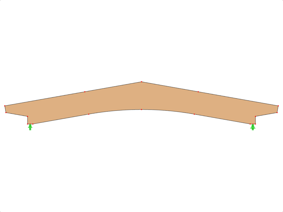 模型 ID 592 | GLB0505 | 层板胶合木梁 | 斜面弧形 | 恒定高度 | 对称 | 偏移变截面悬臂 | 没有松散屋脊楔块