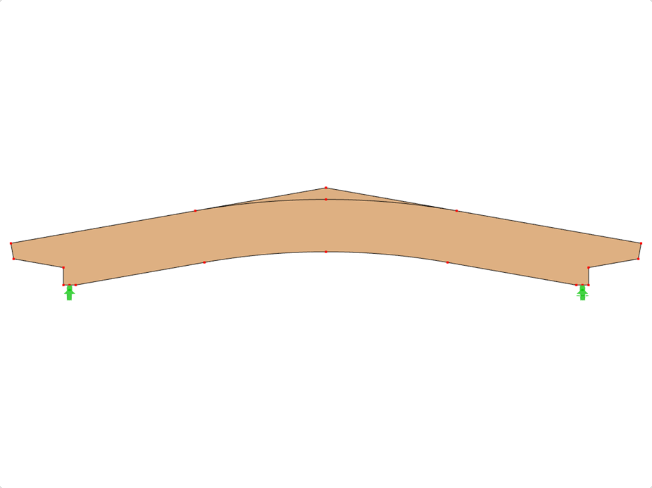模型 ID 593 | GLB0515 | 层板胶合木梁 | 斜面弧形 | 恒定高度 | 对称 | 偏移变截面悬臂 | 有松散屋脊楔形