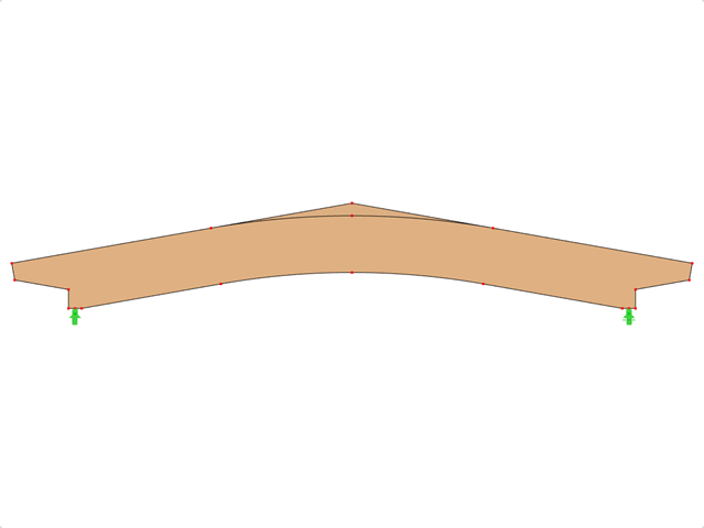 模型 ID 593 | GLB0515 | 层板胶合木梁 | 斜面弧形 | 恒定高度 | 对称 | 偏移变截面悬臂 | 有松散屋脊楔形