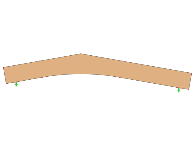模型 ID 597 | GLB0508 | 层板胶合木梁 | 斜面弧形 | 可变高度 | 不均匀 | 平行悬臂梁 | 没有松散屋脊楔块