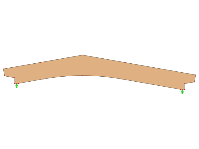 模型 ID 599 | GLB0510 | 层板胶合木梁 | 斜面弧形 | 恒定高度 | 不均匀 | 偏移变截面悬臂 | 没有松散屋脊楔块