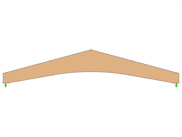 模型 ID 604 | GLB0601 | 层板胶合木梁 | 倾斜的弧形的 | 可变高度 | 对称 | 没有松散屋脊楔块