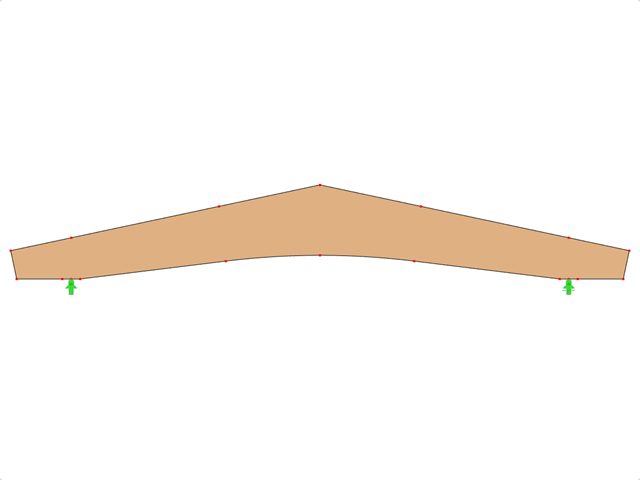 模型 ID 605 | GLB0602 | 层板胶合木梁 | 斜面弧形 | 可变高度 | 对称 | 水平悬臂 | 没有松散屋脊楔块
