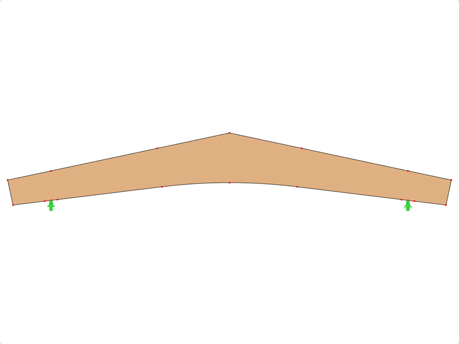 模型 ID 606 | GLB0603 | 层板胶合木梁 | 斜面弧形 | 可变高度 | 对称 | 平行悬臂梁 | 没有松散屋脊楔块