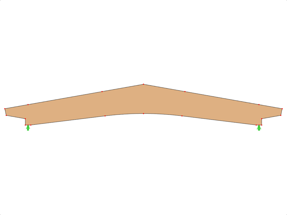 模型 ID 607 | GLB0605 | 层板胶合木梁 | 斜面弧形 | 可变高度 | 对称 | 偏移变截面悬臂 | 没有松散屋脊楔块