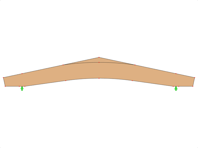 模型 ID 613 | GLB0612 | 层板胶合木梁 | 斜面弧形 | 可变高度 | 对称 | 水平悬臂 | 有松散屋脊楔形