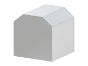 具有不规则形状的六角棱柱3D模型，采用折线式屋顶设计。