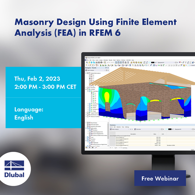 在 RFEM 6 中使用有限元分析 (FEA) 进行砌体设计