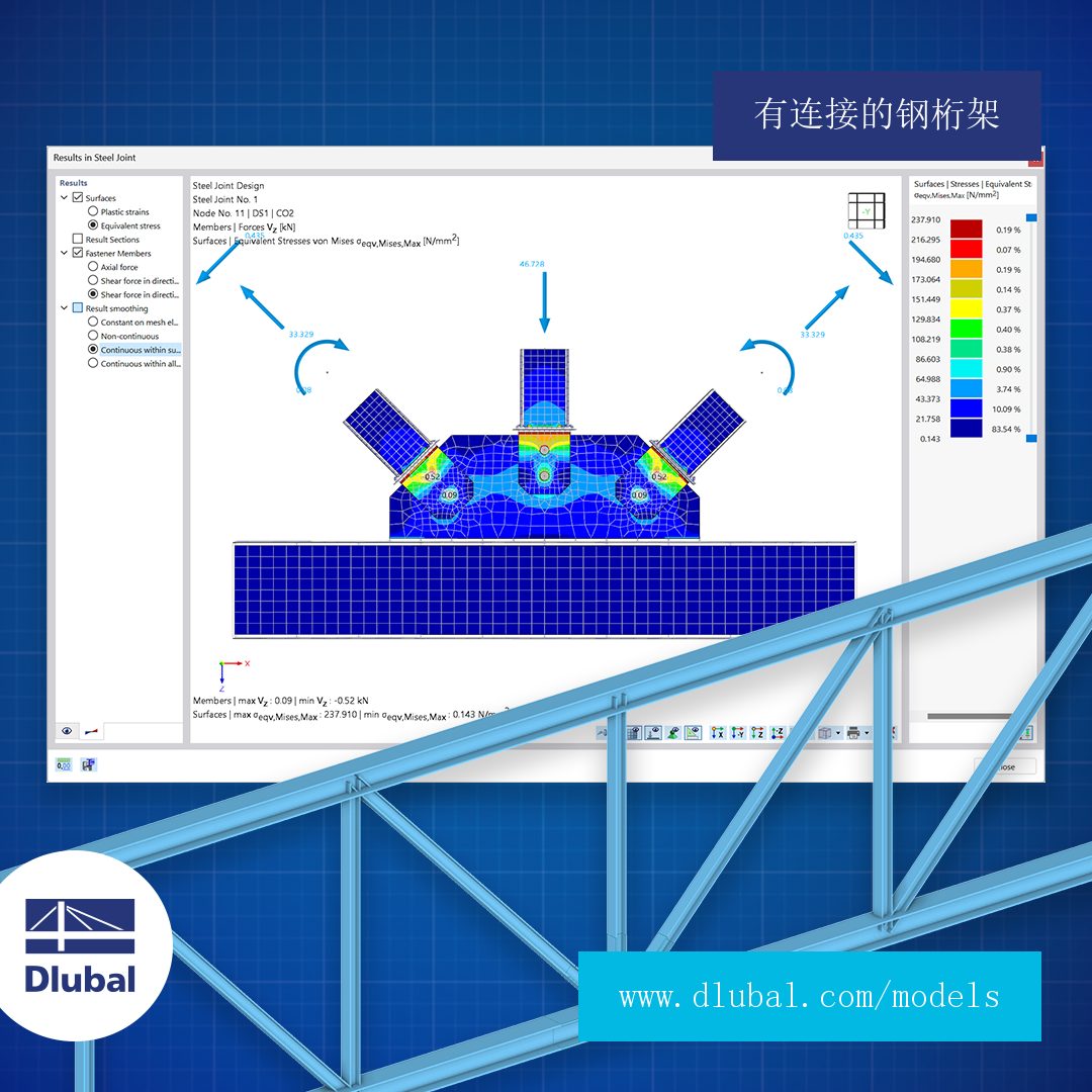 有连接的钢桁架
