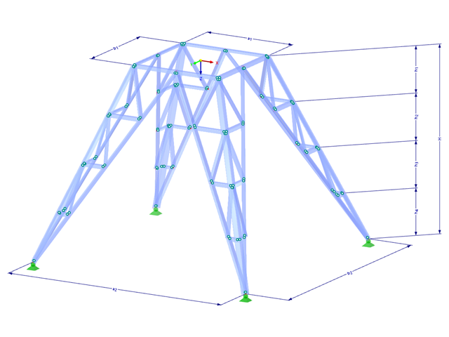 型号 002191 | TSR060 | 格构式塔架 | 矩形平面 | K-对角线底部和中间水平面及参数