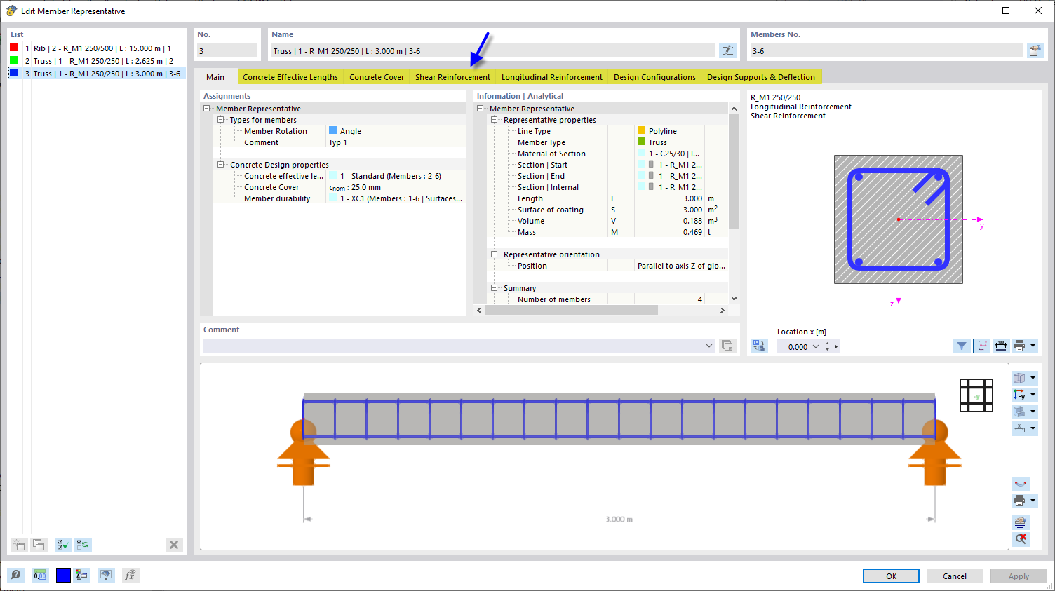 “编辑杆件代表”对话框