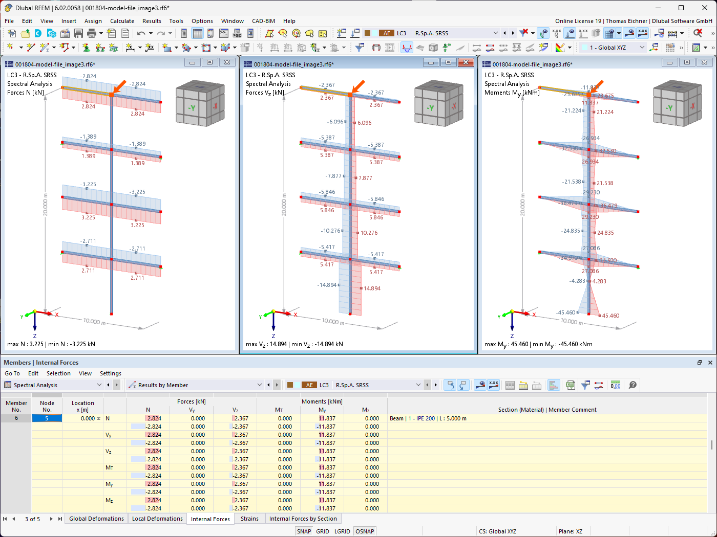 知识库 001804 | 使用 RFEM 6 / RSTAB 9 中的等效线性组合进行响应谱分析中的模态响应叠加