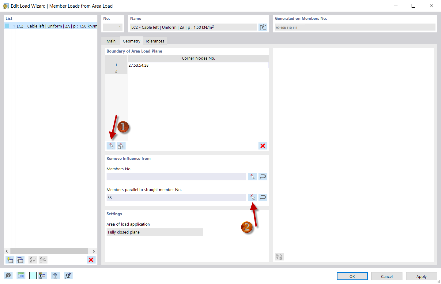 面荷载的几何形状
