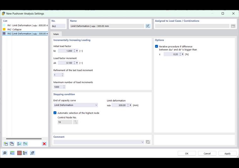 “新建 Pushover 分析设置”对话框