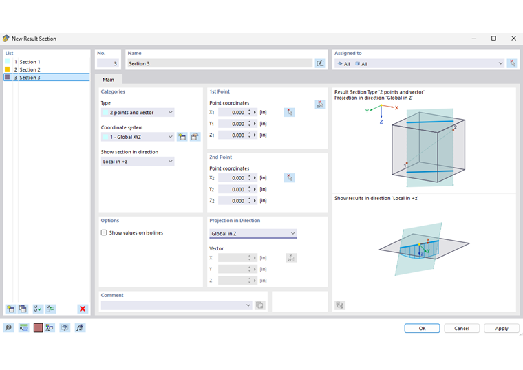 结果截面的可视化，用于分析结构变形
