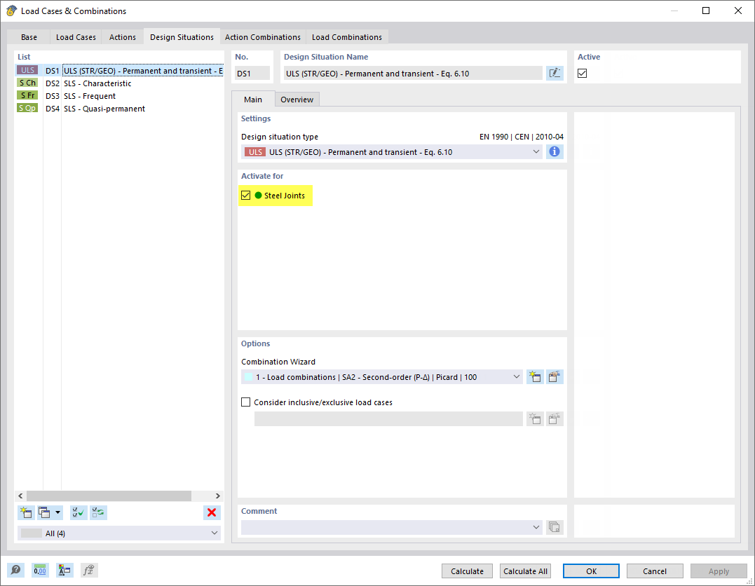 按照二阶分析方法对钢结构节点设计状况 "DS1"