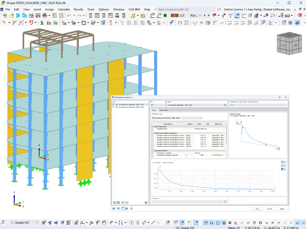 知识库 001860 | NBC 2020 RFEM 6 中模态反应谱分析和基本剪力考虑