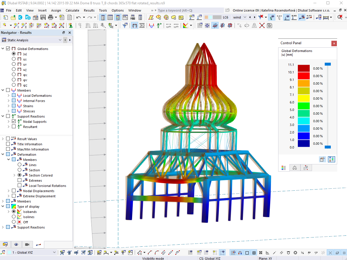 RSTAB 中风变形分析