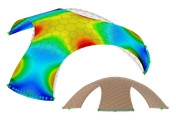 此图显示了用 RFEM 计算的木结构穹顶变形，并使用木结构设计插件进行设计 | © PIRMIN JUNG