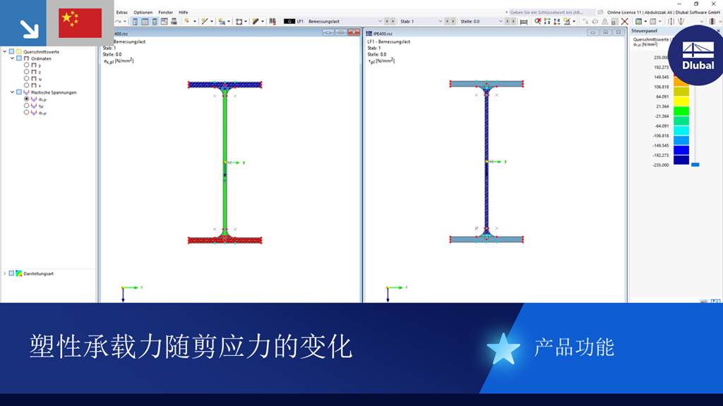 考虑剪应力的塑性承载力的可视化。