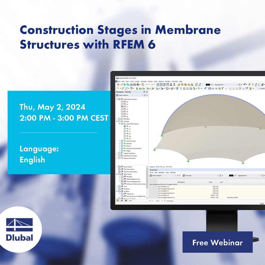 RFEM 6 中关于膜结构的施工阶段