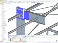 Industrial Warehouse Extension 模型中的钢梁柱连接节点