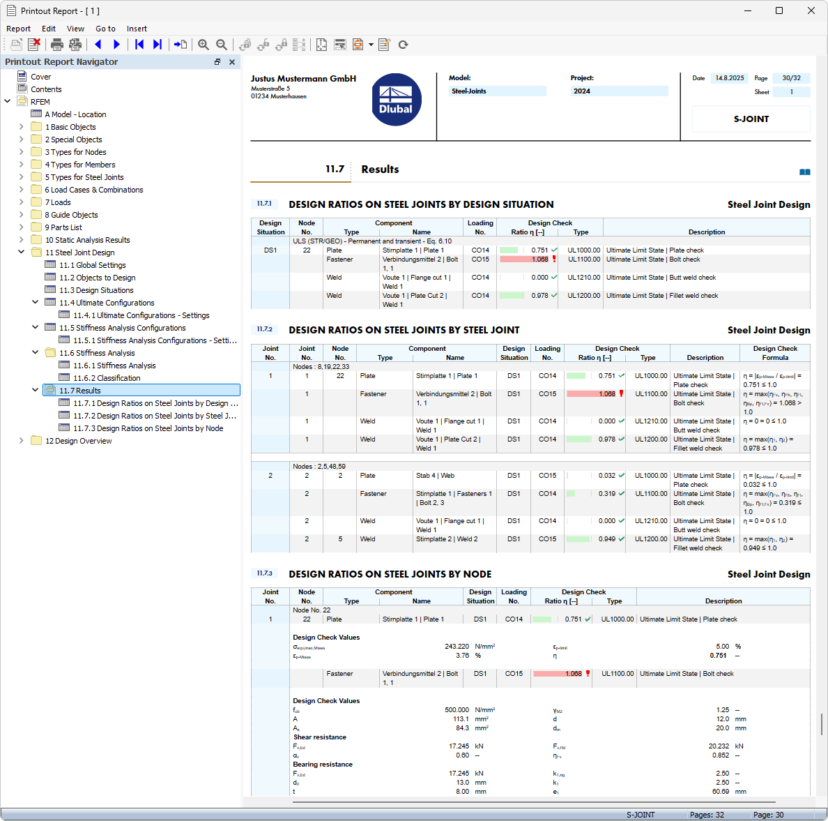 含钢结构连接设计数据的计算书