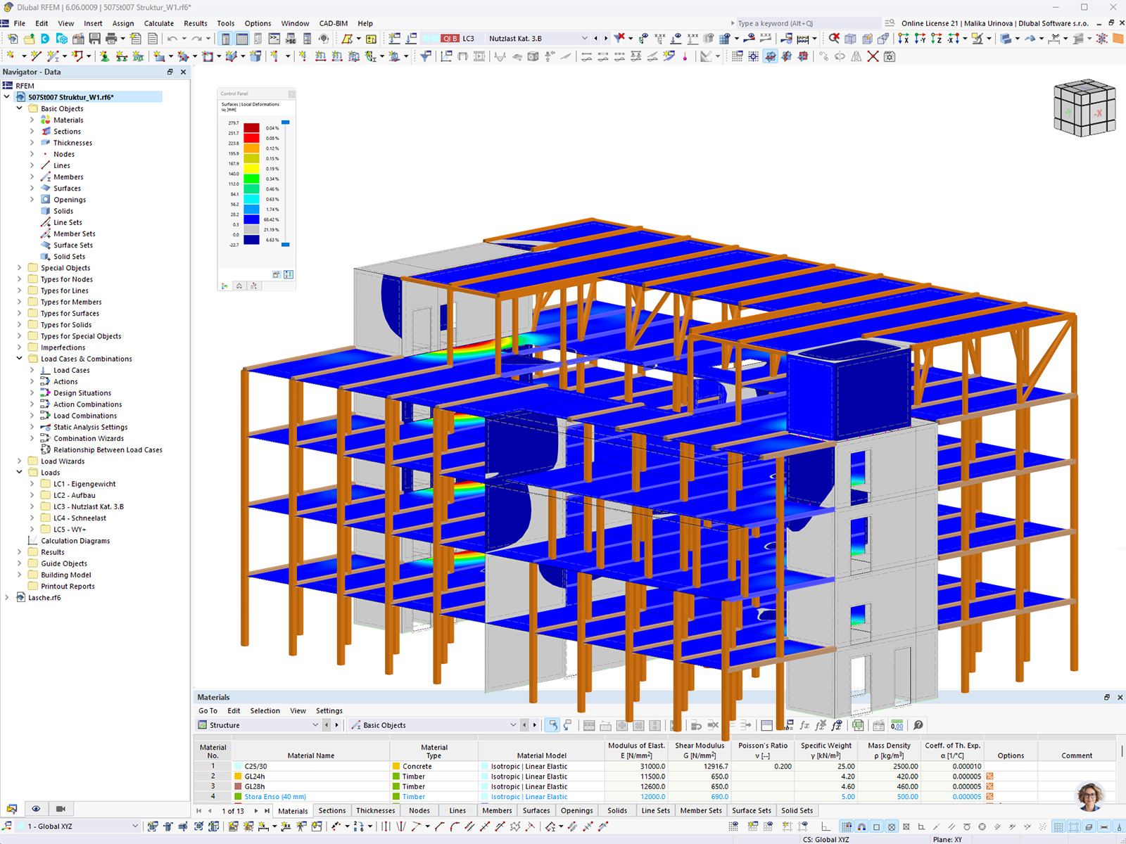 RFEM 实验室建筑模型(考虑变形) | ©Lignaconsult