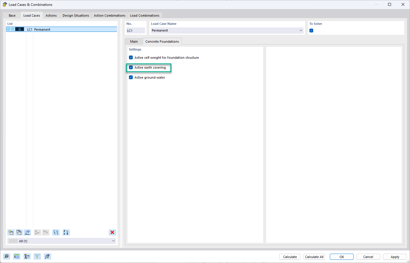 激活混凝土基础中自动考虑覆盖层